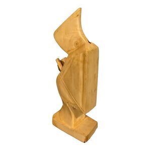 Handcarved Wooden Monk Statue - Natural Wood Finish